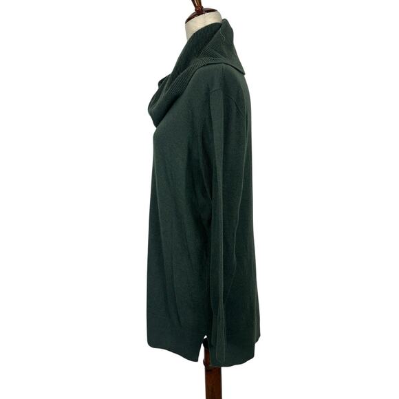 LOFT Plus Cowl Neck Tunic Sweater Women 18 Dark Green Long Sleeve Cozy Pullover - Picture 2 of 11